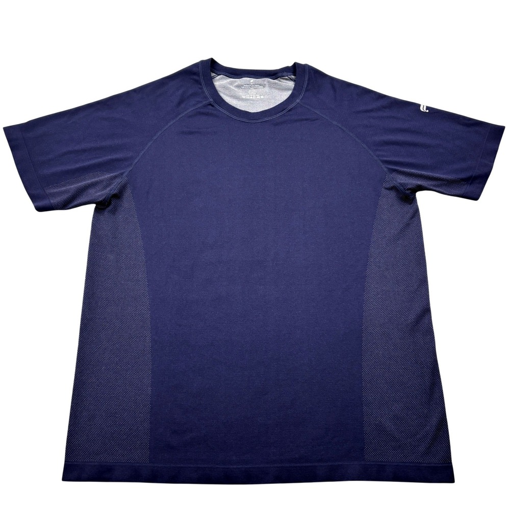 Fabletics Mens XL Navy Blue Seamless Engineered Mesh Raglan Athletic T Shirt XL